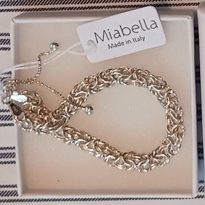 Miabella 925 Sterling Silver Byzantine Adjustable Bracelet